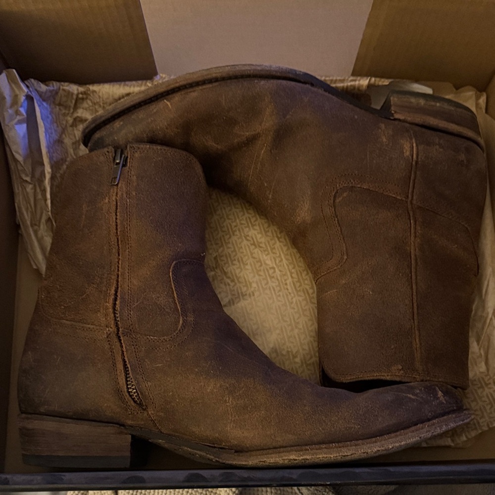 Frye Men's Dark Brown Suede Zip Ankle Boots